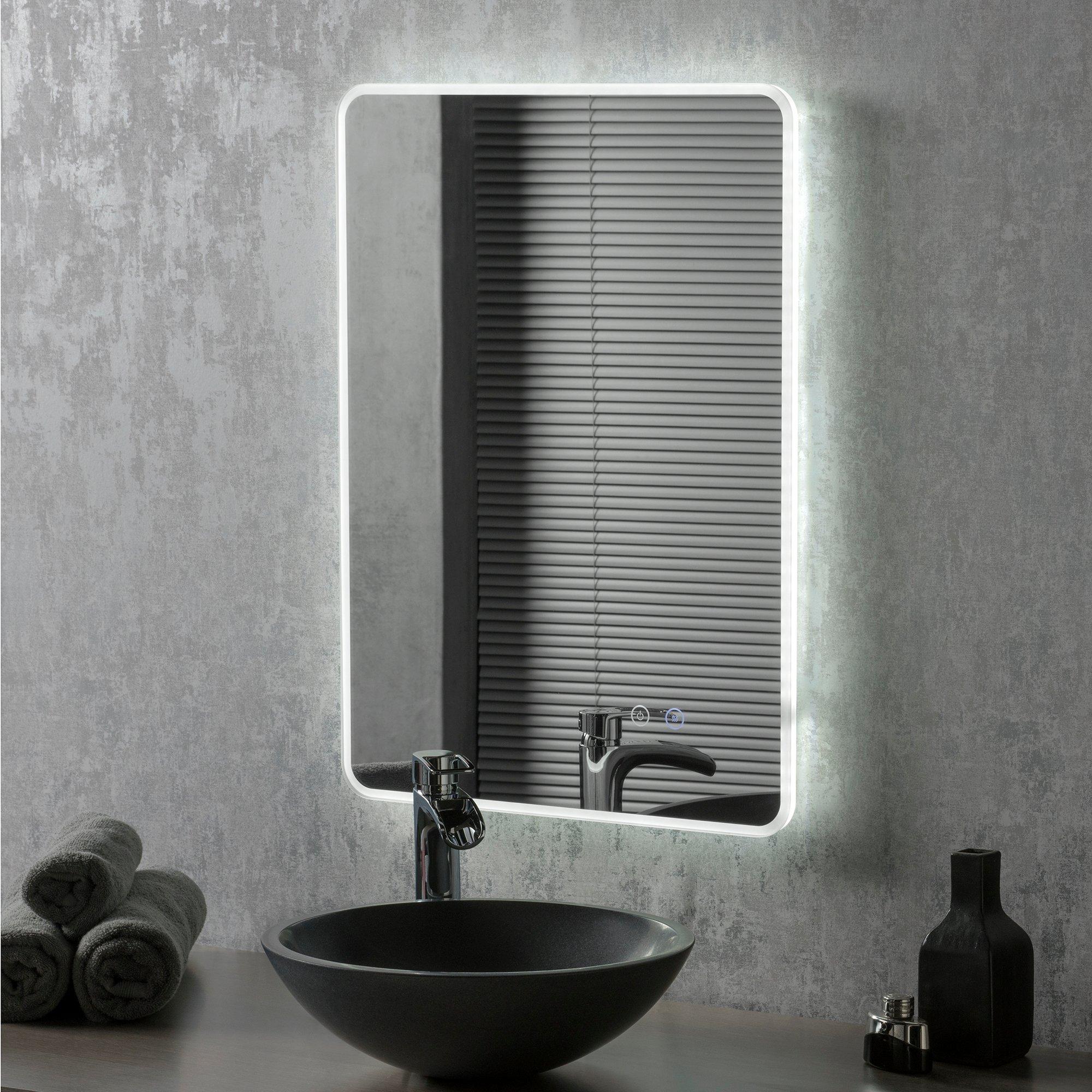 LED Minimal Bathroom Mirror 50(w) x 70cm(h) Dimmable With Anti-Fog